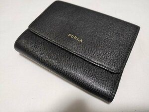 ■フルラ ３つ折り財布 レザー 黒 FURLA■