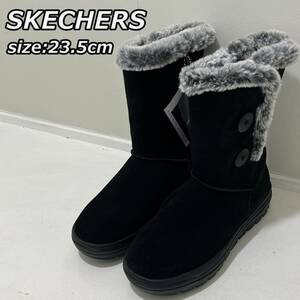 [SKECHERS] Skechers мех подкладка замша кожа боты резина низ боковой Zip чёрный черный 49864-BLK