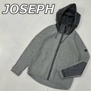 【JOSEPH ABBOUD】ジョセフ アブード ニット ナイロン コンビ パーカー フード ジャケット ユニセックス 0656 灰色 グレー