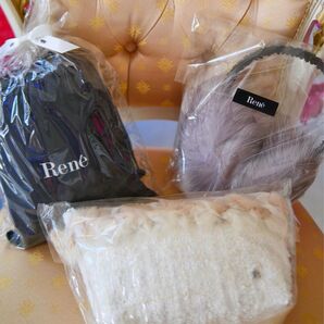 Reneノベルティ3つセット★ポーチ、ブランケット、フォックスイヤーマフ ルネ 当日発送。