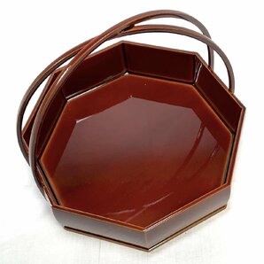 未使用 茶道具 飛騨春慶塗 手提 菓子器 木製漆器の画像6