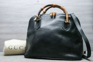 グッチ 000 122 0290 バンブー 2way ショルダー ハンドバッグ ブラック レザー GUCCI