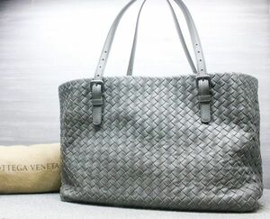 美品 ボッテガヴェネタ イントレチャート トートバッグ グレー ハンド ショルダー BOTTEGA VENETA