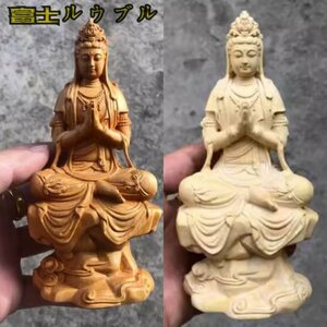 最新作人気推薦☆ 観音菩薩 座像 仏教 工芸品 木彫 仏像 彫刻 精密工作 合掌 崖ヒノキ コレクション 寺院 15cm