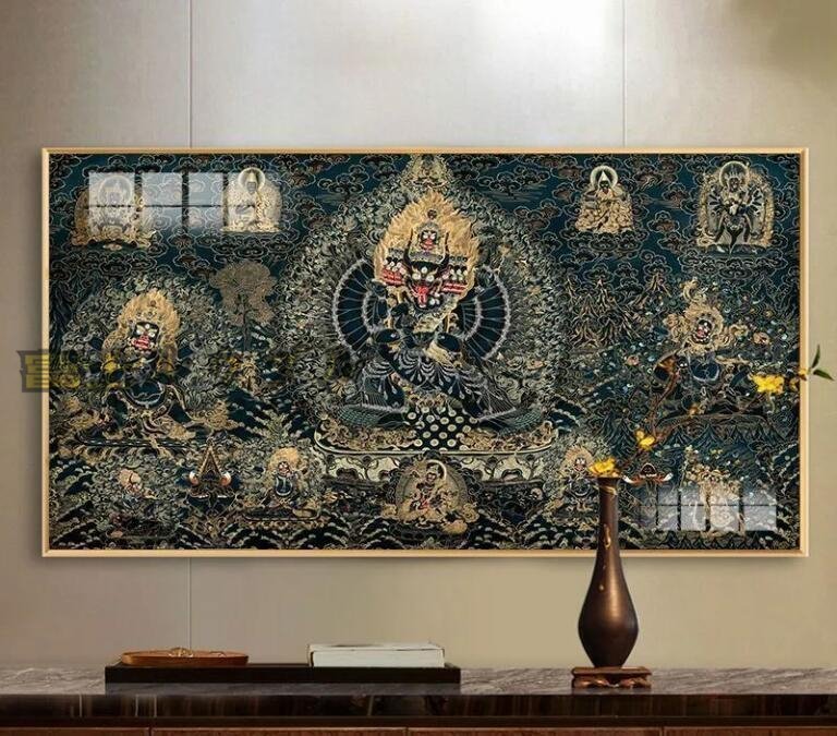 Good condition ★ Daiwetoku Vajra decorative painting hanging painting Buddhist hall drawing room study room Buddhist statue wall painting 80*40CM, artwork, painting, others