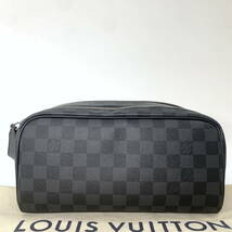 【未使用/ICチップ】ルイヴィトン LOUIS VUITTON N40127 ドップキッド ダミエ グラフィット セカンドバッグ ポーチ メンズ ブラックレザー_画像2