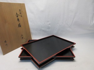 I10366 [ beautiful goods . stone tool talent work wooden lacquer ware black ... seat serving tray 4 customer collection .. tray also box ] inspection ). tea utensils . stone tray tea utensils . seat tool natural tree made tea . tea .ⅱ