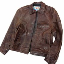 馬革 VINTAGE●AERO LEATHER エアロレザー ライダースジャケット 革ジャン ハイウェイマン 36 ホースレザー ホースハイド 1円スタート_画像1