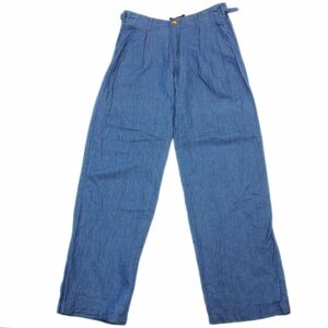 美品 定価2万円●Johnbull ジョンブル ワイドパンツ デザインジーンズ ロング ハイウエスト レディース Lサイズ リネン デニム 1円スタート