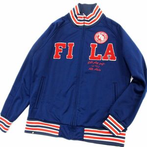 美品●FILA GOLF フィラ トラックジャケット ジップジャケット ブルゾン 裏フリース ゴルフ ワッペン 相良刺繍 メンズ Lサイズ 1円スタート