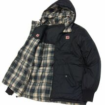 羽毛◇WOOLRICH ウールリッチ リバーシブル ダウンコート ダークネイビー/チェック柄 メンズ 冬物 ゴルフ アウトドア 1円スタート_画像1