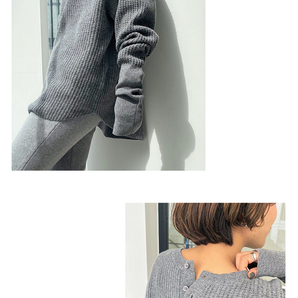 新品未使用★L'Appartement DEUXIEME CLASSE Thermal Knit バックヘンリー ウール×カシミヤ ワッフルニット サーマル グレー★MUSEの画像4