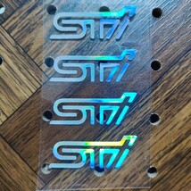 STI メッキ調 ホログラムステッカー レインボー 4P■スバル フォレスター レグォーグ XV インプレッサ G4 レガシィアウトバック BRZ WRX S4_画像1