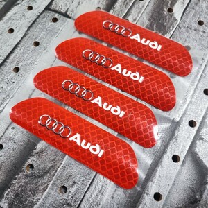 アウディ ドアインナー 反射ステッカー 4P【レッド】Audi A1 A3 A4 B5 B6 B7 B8 A5 C5 A6 C6 c7 A7 A8 A1 V8 Q3 Q5 Q7 SQ5 S-line RS