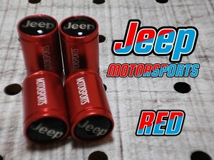 Jeep BIGエアーバルブキャップ 4P【レッド】クライスラー・ジープ ラングラー アンリミテッド グランドチェロキー コンパス レネゲード