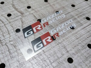 TOYOTA【GR GAZOO RACING】ミニステッカー 2P■プリウスPHV カローラ アクア HILUX ランドクルーザー C-HR ヤリスクロス 86 SUPRA コペン