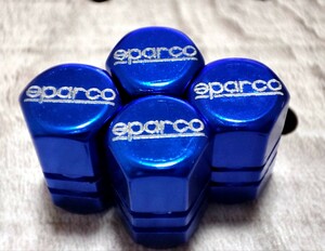SPARCO エアーバルブキャップ(大) 4P【ブルー】スパルコレーシング タイヤ エアバルブキャップ ホイール カスタム ドレスアップパーツ