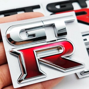 日産 GT-R エンブレム【メッキ&レッド】R35 GTR ジーティーアール スカイライン フェアレディZ エクストレイル ノート セレナ キックス