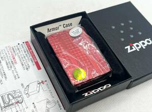 希少 未使用 ZIPPO ジッポー 2010年 アーマー ARMOR 両面ダイヤモンドカット ライター レッド