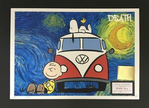 世界限定100枚 アートポスター DEATH NYC スヌーピー SNOOPY PEANUTS ピーナッツ ゴッホ 星月夜 ワーゲンバス WV 現代アート ポップアート