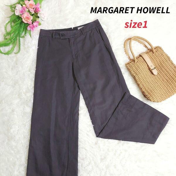 MARGARET HOWELL リネン混・セミワイド パンツ 表記サイズ1 S 81356