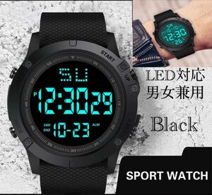 スポーツ腕時計　腕時計　時計　デジタル式 LED デジタル腕時計　デジタル 自転車　 ブラック