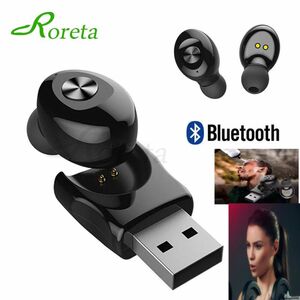 Bluetooth　イヤホン　ワイヤレスイヤホン 耳掛け型　イヤフォン イヤホンマイク 片耳　USB 充電 高音質 超軽量　