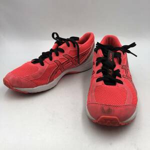 【ASICS】　22.5cm　アシックス　スニーカー　ランニングシューズ　スポーツ　レッド系　中古