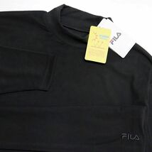 ★フィラ FILA 新品 メンズ UVカット 保温 両面起毛 フリース モックネック Tシャツ ロンT 黒 Lサイズ [443363-BK-L] 一 三 弐★QWER_画像1