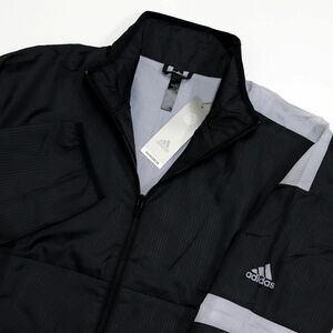 ★アディダス adidas 新品 メンズ 防風 保温 裏起毛 トレーニング ウォーム ウインド ジャケット 黒灰 [HK9810-O] 二 参★QWER★