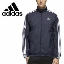 ★アディダス adidas 新品 メンズ 裏起毛 マストハブ 3ストライプス トレーニング ウインド ジャケット 紺 [GE0407-L] 二 弐★QWER★_画像2