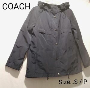 COACH コーチ ナイロン ジャケット アウター ネイビー アウトドア s/p フード付 2wey ジャンパー 