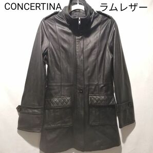 CONCERTINA コンサーティーナ ラムレザー コート アウター 黒 レザージャケット リアルレザー 革コート 羊革 