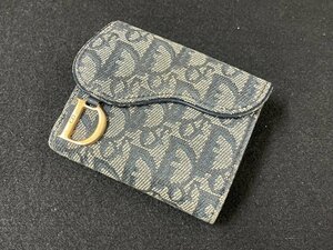 MI0511-69I　Christian Dior　トロッター　2つ折り財布　Wホック　ネイビー系　ウォレット　服飾小物　財布　クリスチャン・ディオール