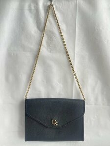 MK0511-115I　ゆうパック着払い　Christian Dior　ハニカム柄　チェーンショルダーバッグ　ネイビー系　クリスチャン・ディオール