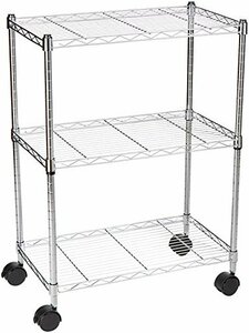  Basic 3 step steel rack with casters . withstand load 68kg width 58.9× depth 34× height 83cm silver 