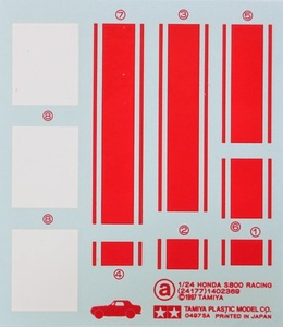 ジャンク ★ TAMIYA / タミヤ　1/24　HONDA S800 RACING　デカール（ a ）★ ホンダ S800 レーシング　No.24177