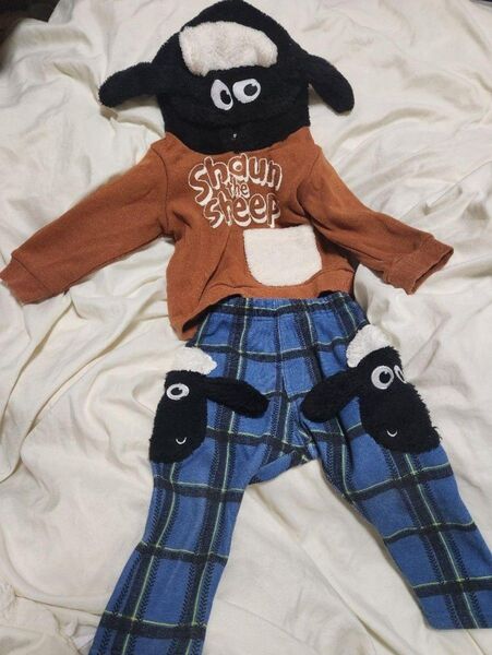 ひつじのショーン 男の子パーカー ズボン 裏起毛であったか もこもこ