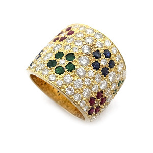 [Midoriyakuya] Van Cleef &amp; Arpel Multistone Ring Diamond Diamond Sapphire Ruby Emerald YG [Используется]