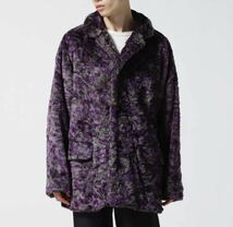 【美品】Needles/ニードルズ/S.C. Car Coat-Faux Fur/UNEVEN PRINTED フェイクファーコート パープル 定価79,200円 S_画像3