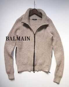 フランス製●BALMAIN バルマン ジップアップ ニット ジャケット S ブルーベル ジャパン 同日3点送料無料