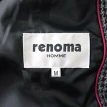 新品 レノマオム ウール 千鳥 フーデッド ライダース ジャケット M 灰 黒 【J45868】 renoma HOMME ブルゾン 秋冬 メンズ フード_画像10