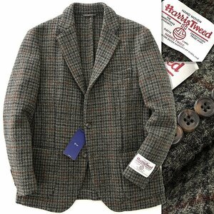 新品 ジーステージ ハリスツイード チェック ジャケット 46(M) 灰茶 【2-80208_5】 秋冬 メンズ G-stage Harris Tweed ウール ブレザー