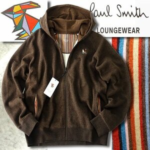 新品 ポールスミス 秋冬 裏暖 起毛 メランジ フルジップ パーカー M 茶 【I43516】 Paul Smith マルチストライプ ストレッチ ブルゾン