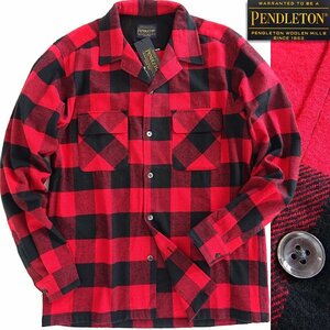 新品 ペンドルトン バッファローチェック フランネル シャツ M 赤 黒 【I55553】 PENDLETON 秋冬 メンズ ネルシャツ オープンカラー