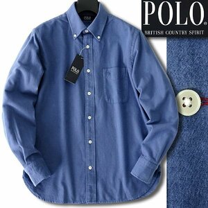 新品 POLO BCS ポロ 秋冬 ボタンダウン フランネル シャツ M 青 【NXE545_530】 メンズ 起毛 長袖 ホース刺繍 コットン