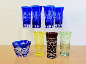 切子 グラス まとめ売り 工芸品 民芸品 伝統工芸 ガラス工芸 硝子 酒器 茶器 一口ビール ビールグラス 中古品 現状品 レトロ