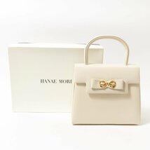 HANAE MORI ハナエ モリ ハンドバッグ アイボリー ゴールド レザー 本革 リボン レディース 手さげ レトロ クラシック 上品 フェミニン bag_画像1