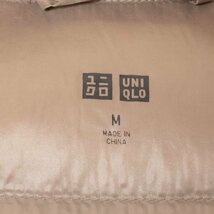 UNIQLO ジップアップコート UNIQLO アウター フーディ ベージュブラウン系 ダウン フェザー 中綿コート シンプル 防寒 軽量 定番 秋冬 M_画像2