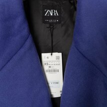 タグ付き 未使用 ZARA ザラ ロングボリュームコート アウター 無地 チェスターコート USA XS ポリエステル ブルー 青 モード カジュアル_画像2